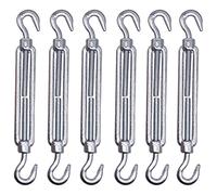 Paquete de 6 unidades tensor de alambre tensor M8, tensores ajustables gancho y gancho, tensión del cable de cuerda (6 piezas, M8)