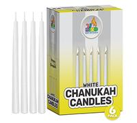 Paquete de 6 velas blancas de Janucá, tamaño estándar que se adapta a la mayoría de menorás, cera de alta calidad, a granel para las 8 noches de Hanukkah Ner Mitzvah