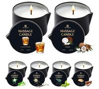 Paquete de 6 velas de aceite de masaje de 66.6 g, velas de masaje de soja a baja temperatura, 6 aromas, terapia de spa, aceite corporal, regalo para el día de San Valentín, para relajación, parejas o