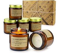 Paquete de 6 velas perfumadas para el hogar, juego de regalo para mujeres, cera de soja, velas de tarro ámbar de larga duración para ocasiones especiales