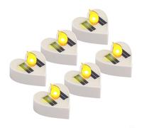 Paquete de 6 velas solares para exteriores, impermeables, velas de simulación de amor para decoración de jardín, patio, balcón, iluminación automática del anochecer al amanecer, blanco y rojo (blanco)