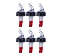 (Paquete de 6) Vertedores de botellas de licor con medida, 1 oz, botella con pico transparente, rojo