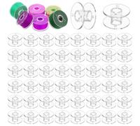 Paquete de 60 bobinas de costura de plástico transparente clase 15 compatibles con máquinas Singer/Brother, Janome SA156, bobinas de poliestireno, bobinas de costura de tamaño estándar para