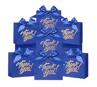 Paquete de 60 bolsas pequeñas de regalo de agradecimiento, 4.5 x 1.8 x 3.9 pulgadas, mini bolsas de regalo azules con cinta para dulces, recuerdos de baby shower, recuerdo de fiesta, boda, despedidas
