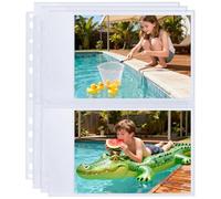 Paquete de 60 páginas de recambio de álbum de fotos de 5 x 7 pulgadas para carpeta de 3 anillas, fundas de fotos ultra transparentes con capacidad para 240 imágenes, páginas de fotos de doble cara con