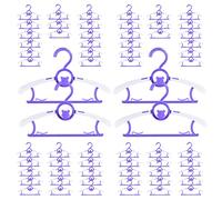 Paquete de 60 perchas de plástico para armario de niños, perchas de ahorro de espacio, antideslizantes, extensibles, para bebé, para guardería, perchas de ropa resistentes a granel, color morado