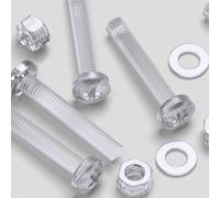 Paquete de 60 tornillos y tuercas de cabeza cilíndrica con ranura en cruz, Arandelas, transparentes, de Plástico Acrílico. M5 x 30mm