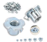 Paquete de 60 tuercas de acero al carbono galvanizado M6 x 9 mm con 4 puntas de impacto para madera, tablas, muebles, artesanos, construcciones, pared de escalada, kits de tornillos, bricolaje