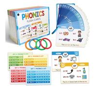Paquete de 65 Tarjetas Flash fonéticas para niños de 4 a 8 años con 118 Sonidos fonéticos, Tarjetas Flash para Aprender a Leer con Anillos Coloridos para un fácil Almacenamiento y organización