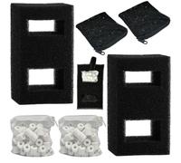Paquete de 7 filtros de acuario, compatibles con acuarios Fluval Flex 57L, incluye 2 recambios de filtro de carbono, 2 filtros de espuma, 2 anillos de cerámica y 1 cable de filtro