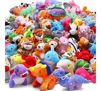 Paquete de 72 minipeluches; surtido de peluches (dinosaurios, animales de zoológico, animales marinos); regalos para fiestas infantiles; perfectos para máquinas de gancho, bolsas de regalos, llavero,