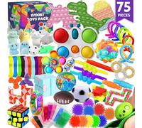 Paquete de 75 juguetes antiestrés para niños, rellenos de piñata, recuerdos de fiesta, premios en el aula, alivio del estrés, bolsa de regalo de cofre del tesoro, recompensas con pop its para TDAH