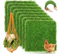 Paquete de 8 alfombrillas para anidar gallineros, césped artificial con bolsa de cuerda de alimentación, almohadillas de césped reutilizables para cocineros, alfombrillas de 12 x 12 pulgadas para