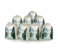 Paquete de 8 bolsas de arpillera, niebla matutina en las montañas y aguas, bolsas pequeñas de arpillera, bolsas de regalo de lavanda, pequeñas bolsas de regalo de arpillera adecuadas para fiestas y