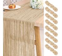 Paquete de 8 Caminos de Mesa de Gasa de Gasa de 10 pies de Largo, Color Beige, de Gasa rústica, Bohemia, Caminos de Mesa de Boda, 21.5 x 120 Pulgadas para Boda, Despedida de Soltera, Fiesta,