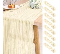 Paquete de 8 Caminos de Mesa de Gasa de Gasa de 10 pies de Largo, Color Marfil, rústico, Bohemio, Camino de Mesa de Boda, 55 x 300 cm, para Boda, Despedida de Soltera, Fiesta, decoración de Banquetes