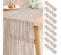 Paquete de 8 Caminos de Mesa de Gasa de Gasa de 10 pies de Largo, Color marrón y Gris, de Gasa rústica, Bohemia, para Boda, Boda, Despedida de Soltera, Fiesta, decoración de banquetes-55 x 300 cm