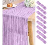 Paquete de 8 Caminos de Mesa de Gasa de Gasa de 10 pies de Largo, Color Morado Claro, Bohemio, Camino de Mesa de Boda, 21.5 x 120 Pulgadas para Boda, Despedida de Soltera, Fiesta