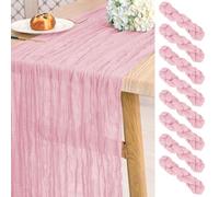 Paquete de 8 Caminos de Mesa de Gasa de Gasa de 10 pies de Largo, Color Rosa Claro, rústico, Bohemio, Camino de Mesa de Boda, 21.5 x 120 Pulgadas para Boda, Despedida de Soltera, Fiesta