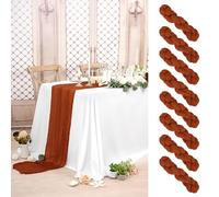 Paquete de 8 caminos de mesa de gasa de gasa de 10 pies de largo, gasa de terracota bohemia, camino de mesa de boda, 35 x 120 pulgadas para boda, despedida de soltera, fiesta, decoración de banquetes