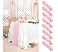 Paquete de 8 caminos de mesa de gasa de gasa de 10 pies de largo, gasa rosa claro, bohemio, camino de mesa de boda, 35 x 120 pulgadas para boda, despedida de soltera, fiesta, decoración de banquetes