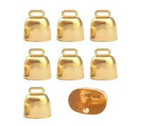 Paquete de 8 Campanas de Cobre para pastar ovejas, pequeñas Campanas de latón de Metal, silenciadores de Cencerro, Campanas Colgantes para Mascotas, Collar de Mascotas, Puertas, Manualidades (Dorado)