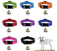 Paquete de 8 Collares de Cabra con Campana, Collares de Oveja con Campana, Campanas de Cobre de pastoreo y Collar de Nailon Ajustable para Animales de Granja, Vacas, Accesorios de Cabra para Mascotas