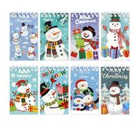 Paquete de 8 cuadernos navideños - Tema de invierno Lovely Snowman Snowman Blue Xmas Pocket Notepads Top Spiral Bound, Mini Spiral Journal Memo Note Pads for Office School Party Favors Holiday