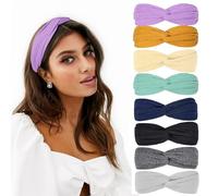 Paquete de 8 diademas para mujer, antideslizantes, anudadas, bohemias, elásticas, para el cabello, diademas de turbante para yoga, entrenamiento, deporte