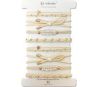 Paquete de 8 elegantes lazos para el cabello con cuentas doradas, estrellas y cristal, soportes elásticos finos para coletas de caballo para mujer, accesorios elegantes para el cabello que no dañan