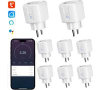 Paquete de 8 enchufes inteligentes WiFi, toma de corriente controlada por aplicación, 3520 W, 16 A, con temporizador.