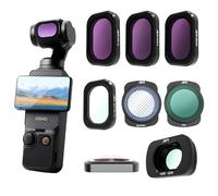 Paquete de 8 filtros magnéticos ND y CPL y niebla negra y lente ancha para DJI OSMO Pocket 3, lentes de vidrio óptico HD multicapa (ND16, ND64, ND256, lente ancha, CPL, 1/4 niebla negra, azul carne,