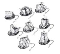 Paquete de 8 filtros multifuncionales de acero inoxidable para tés, infusor, colador, accesorio de preparación adecuado para uso diario, accesorios para el hogar