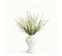 Paquete de 8 flores artificiales de jazmín de invierno para decoración del hogar, ramos de boda y centros de mesa, tallos florales artificiales realistas con follaje verde, 22 pulgadas (blanco)