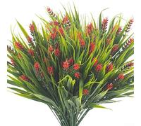 Paquete de 8 flores artificiales realistas de lavanda para decoración al aire libre con precisión botánica e integridad a largo plazo (rojo)
