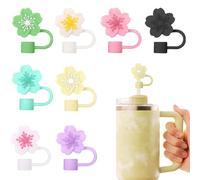 Paquete de 8 fundas de silicona antipolvo para pajitas reutilizables de 9-10 mm, tapas para vasos de 30/40 oz con asa.