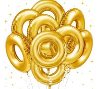 Paquete de 8 globos de fiesta con anillo dorado, globos grandes de aluminio de 71 cm para bodas, cumpleaños, decoraciones temáticas de carnaval, decoración de escenas fotográficas