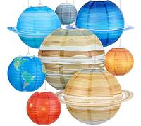 Paquete de 8 linternas de Papel espaciales out of This World Space Lanterns Decoraciones espaciales Colgantes Planetas Linternas Colgantes Sistema Solar Linternas para Niños Aula Ciencia, Cumpleaños