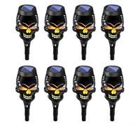 Paquete de 8 luces solares de calavera, linternas LED impermeables IP65 para decoración al aire libre de Halloween, camino de jardín, patio, fiesta, automático del anochecer al amanecer