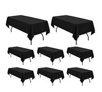 Paquete de 8 manteles de poliéster Negro de 152 x 320 cm para mesas rectangulares de 8 pies/2,4 m, Lavable, Rectangular, Mantel de poliéster Negro para Bodas, Banquetes, Eventos, Fiestas