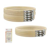 Paquete de 8 mini círculos de bambú de 6 pulgadas, aro de bordado de punto de cruz para manualidades, costura práctica