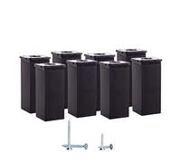 Paquete de 8 patas negras de 10 cm de altura ajustable para muebles, perfil angular: 40 x 40 mm, materiales: aluminio, plástico, tornillos incluidos (8, negro)
