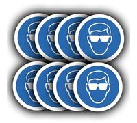 Paquete de 8 pegatinas de protección ocular que se deben usar, vinilo impermeable de 85 mm, etiquetas de protección ocular para gafas de seguridad