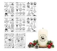 Paquete de 8 pegatinas para frotar, 21 x 14,8 cm, impermeables, con forma de vela, para felicitaciones navideñas, para bodas, hogar, cristal, álbumes de fotos, decoración DIY y fiestas (Navidad)