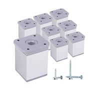 (Paquete de 8 piezas) Patas de muebles de altura ajustable Perfil angular: 40 x 40 mm, Materiales: Plástico, Aluminio, Tornillos incluidos (8, 6 cm de altura)