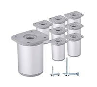 (Paquete de 8 piezas) Patas de muebles redondas de altura ajustable, Materiales: Plástico, Aluminio. Tornillos incluidos (8, 6 cm de altura)