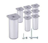 (Paquete de 8 piezas) Patas de muebles redondas de altura ajustable, Materiales: Plástico, Aluminio. Tornillos incluidos (8, 10 cm de altura)