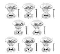 Paquete de 8 Pomos de Cristal para Puerta de Armario y Cajón - 20 mm - Accesorios de Muebles para Aparadores (Transparente)