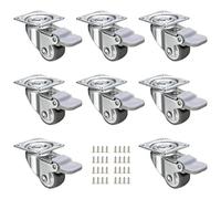 Paquete de 8 ruedas giratorias de perfil bajo de 1 pulgada, ruedas giratorias de goma suave, ruedas pequeñas y silenciosas con placa superior de 360 grados, capacidad de 100 libras para 4 piezas,
