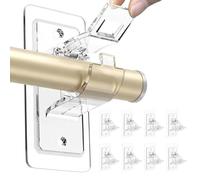 Paquete de 8 soportes para barra de cortina sin taladro, ganchos autoadhesivos transparentes, soportes de barra de cortina para postes de cortina, sin taladrar, capacidad resistente de 20 libras para